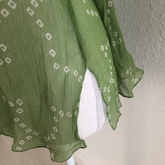 BCBGMAXAZRIA Boho V- Neck Green Long Sleeve Top S - Picture 5 of 8